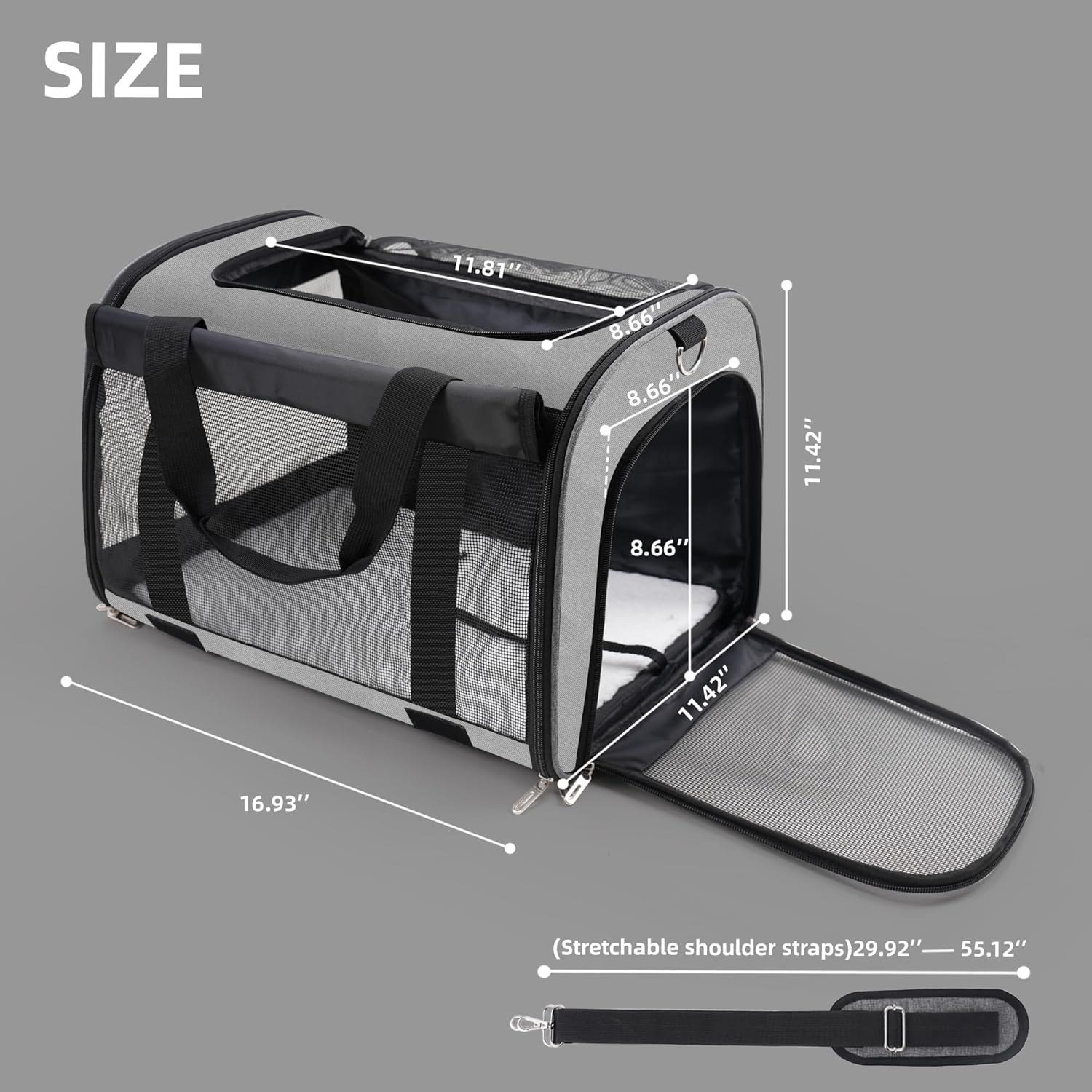 TWDEPART Cat Carrier Backpack - Multifunctional, Firm & Foldable with Roll-Up Shade, Breathable Design Includes Collapsible Bowl & Cushion (Grey)