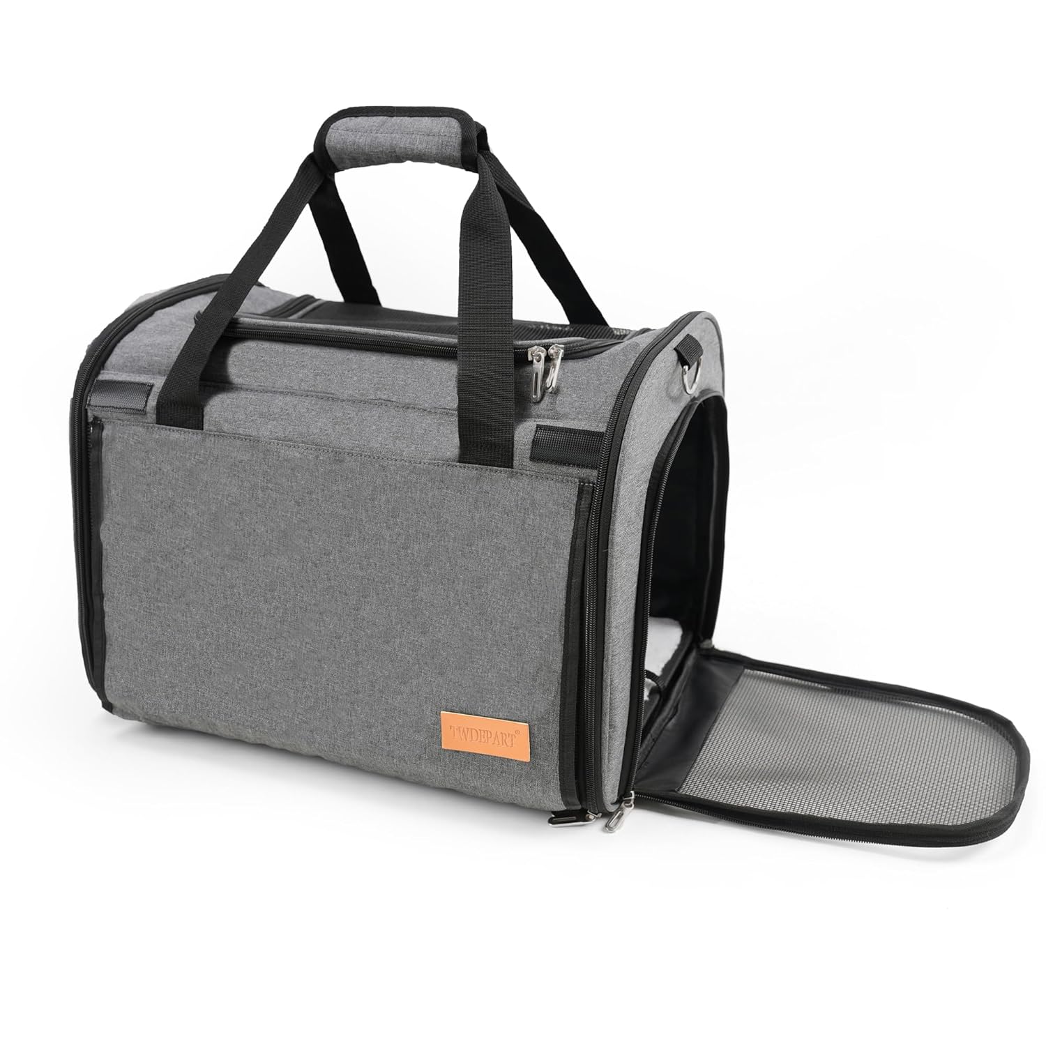 TWDEPART Cat Carrier Backpack - Multifunctional, Firm & Foldable with Roll-Up Shade, Breathable Design Includes Collapsible Bowl & Cushion (Grey)