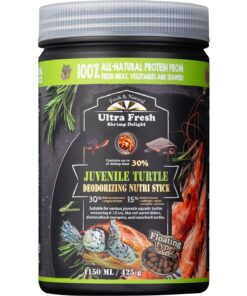 Ultra Fresh Floating Juvenile Turtle Food, All Natural Ingredients, Wild Sword Prawn, w/Deodorizing Probiotics, Juvenile Turtle Deodorizing Nutri Stick 3.35 oz