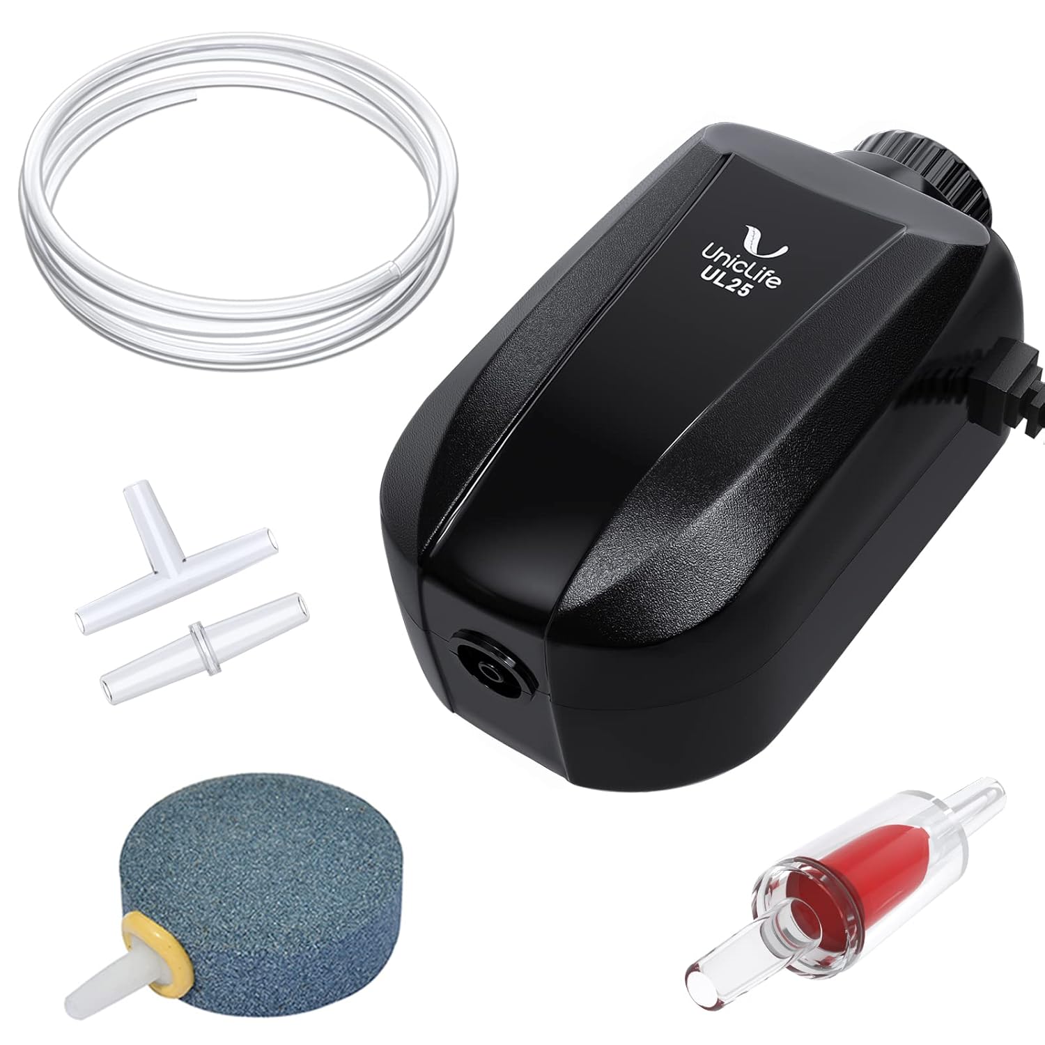 Uniclife Aquarium Air Pump Dual Outlet Fish Tank Aerator with Accessories for 5-200 Gallon Tank