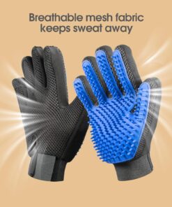 Upgrade Efficient Pet Hair Remover Gloves - Gentle Shedding Brushes for Dogs, Cats & Horses with Long and Short Hair - 1 Pair (Blue)