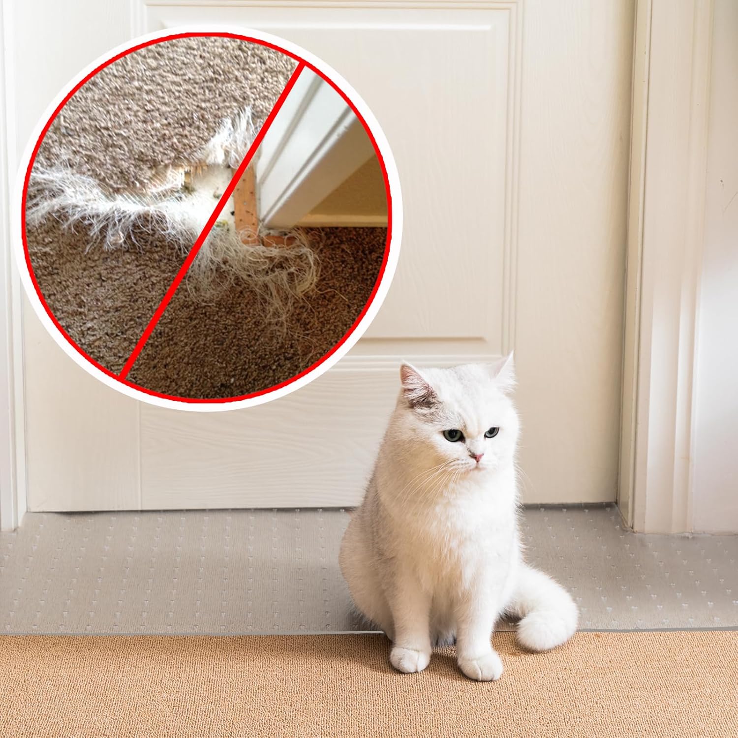 Uross Carpet Protector for Pets - Cat Scratch Guard Mat, Anti Scratch Under Door Guard, Easy to Cut Plastic, 3.6FT