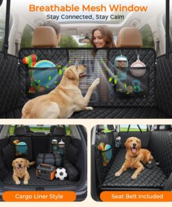 URPOWER 2026 Upgraded Back Seat Extender for Dogs - Large Hard Bottom Dog Car Seat Cover Holds 550lbs, Waterproof Dog Hammock Pet Bed with High-Density Foam Non-Slip Backseat...