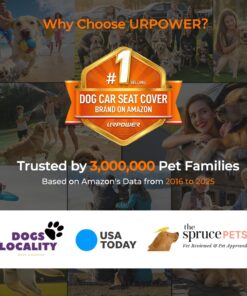 URPOWER 2026 Upgraded Back Seat Extender for Dogs - Large Hard Bottom Dog Car Seat Cover Holds 550lbs, Waterproof Dog Hammock Pet Bed with High-Density Foam Non-Slip Backseat...