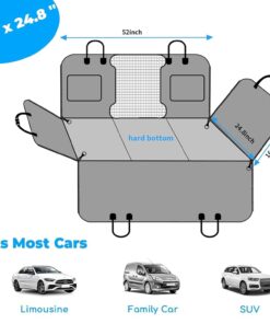 URPOWER 2026 Upgraded Back Seat Extender for Dogs - Large Hard Bottom Dog Car Seat Cover Holds 550lbs, Waterproof Dog Hammock Pet Bed with High-Density Foam Non-Slip Backseat...