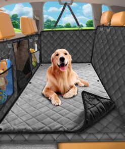 URPOWER 2026 Upgraded Back Seat Extender for Dogs - Large Hard Bottom Dog Car Seat Cover Holds 550lbs, Waterproof Dog Hammock Pet Bed with High-Density Foam Non-Slip Backseat...