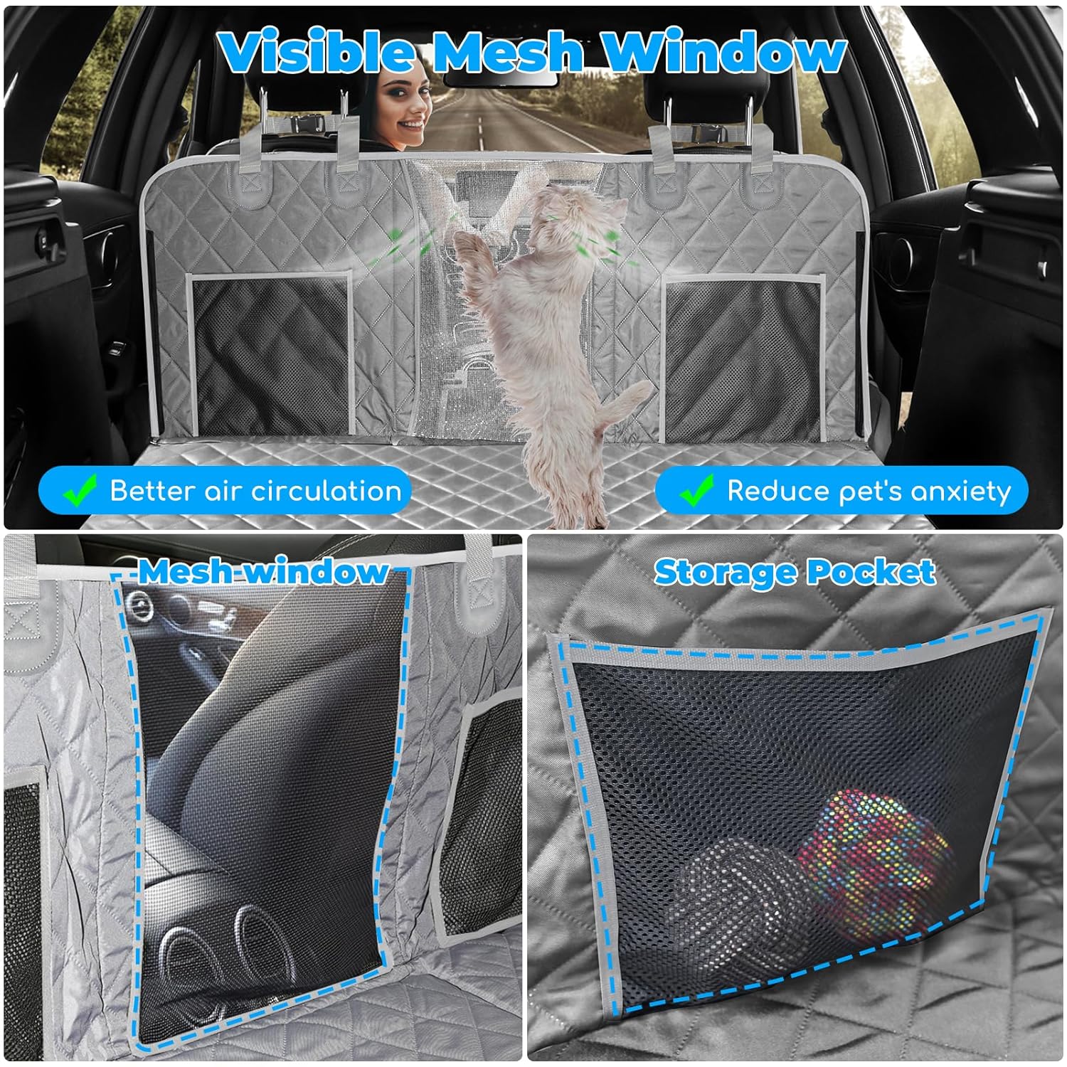 URPOWER 2026 Upgraded Back Seat Extender for Dogs - Large Hard Bottom Dog Car Seat Cover Holds 550lbs, Waterproof Dog Hammock Pet Bed with High-Density Foam Non-Slip Backseat...
