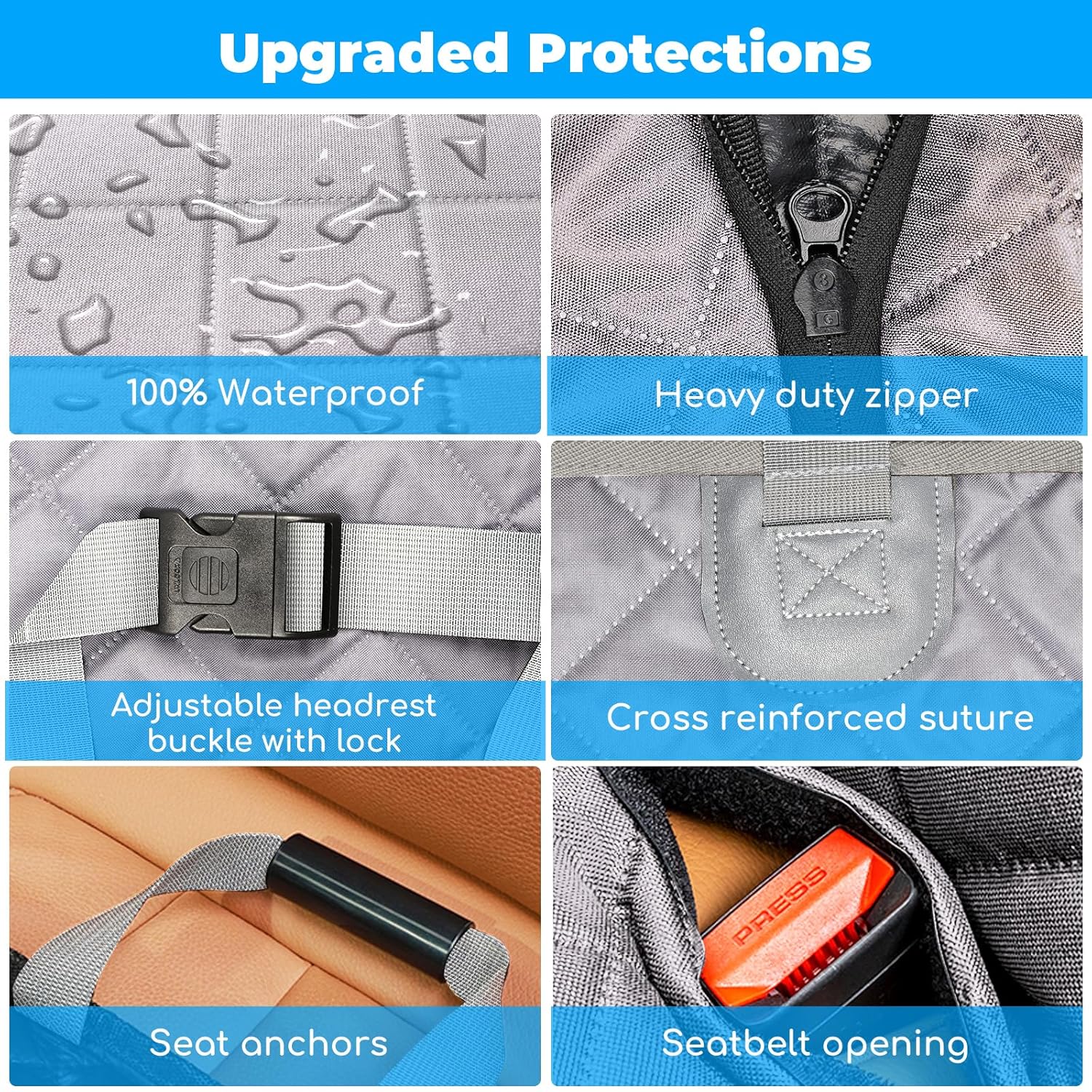 URPOWER 2026 Upgraded Back Seat Extender for Dogs - Large Hard Bottom Dog Car Seat Cover Holds 550lbs, Waterproof Dog Hammock Pet Bed with High-Density Foam Non-Slip Backseat...