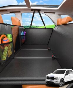 URPOWER 2026 Upgraded Back Seat Extender for Dogs - Large Hard Bottom Dog Car Seat Cover Holds 550lbs, Waterproof Dog Hammock Pet Bed with High-Density Foam Non-Slip Backseat...