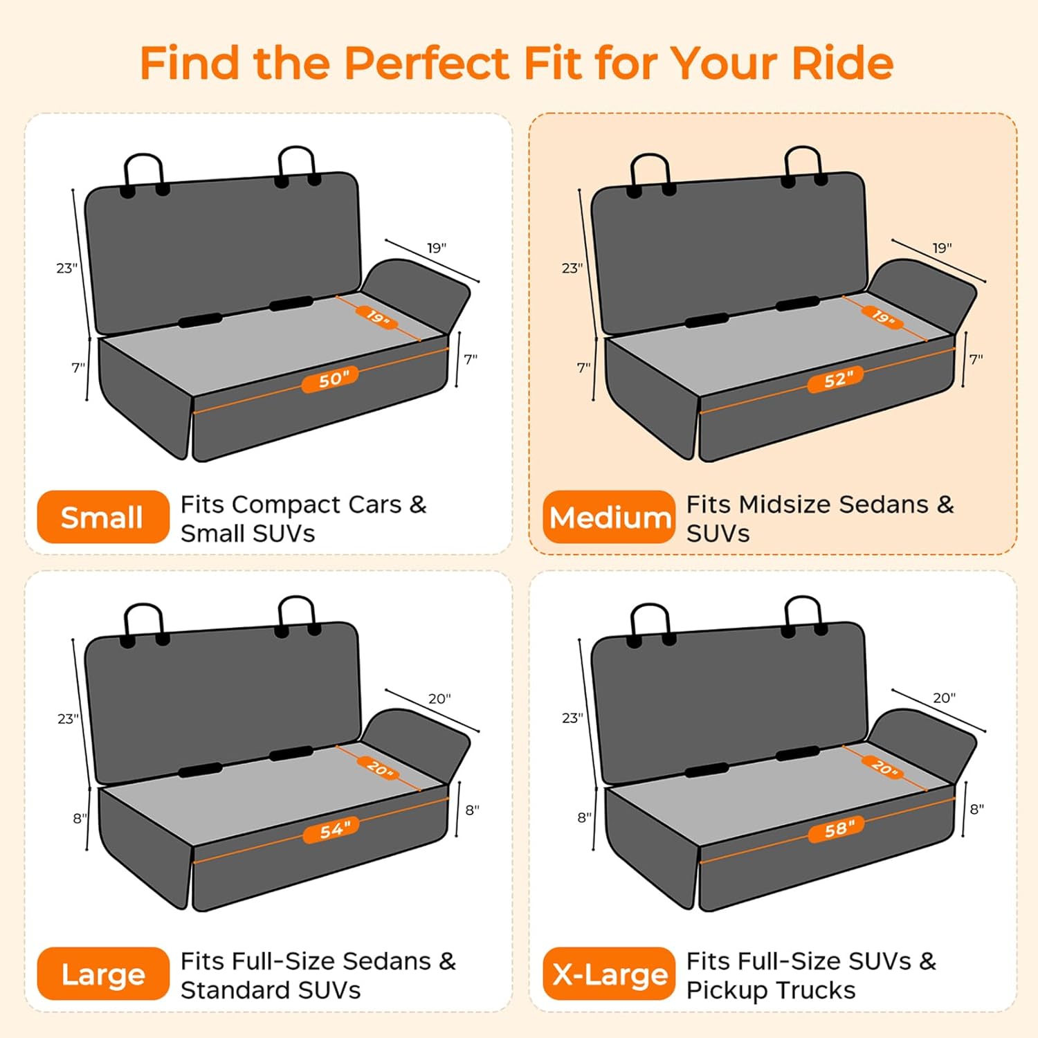 URPOWER Dog Car Seat Cover for Back Seat - Waterproof Car Seat Protector for Child Carseat & Pets, Nonslip Car Seat Covers for Cars, SUVs & Small Trucks