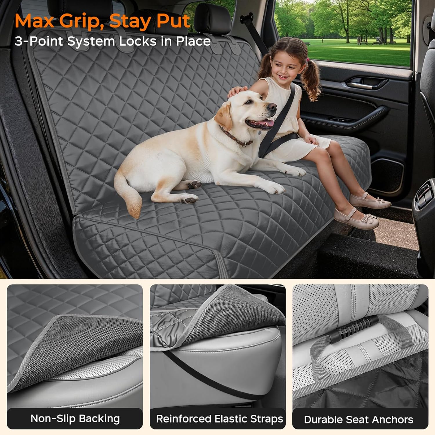 URPOWER Dog Car Seat Cover for Back Seat - Waterproof Car Seat Protector for Child Carseat & Pets, Nonslip Car Seat Covers for Cars, SUVs & Small Trucks