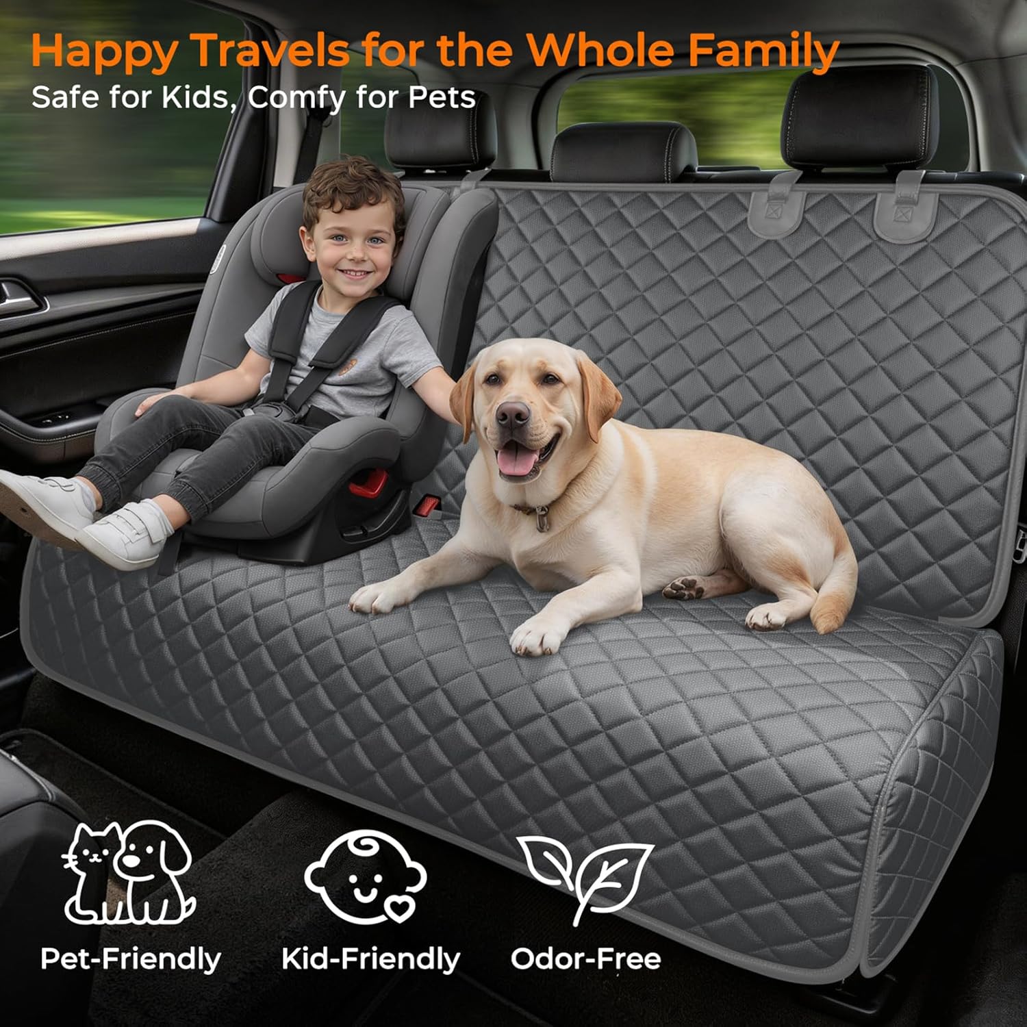 URPOWER Dog Car Seat Cover for Back Seat - Waterproof Car Seat Protector for Child Carseat & Pets, Nonslip Car Seat Covers for Cars, SUVs & Small Trucks