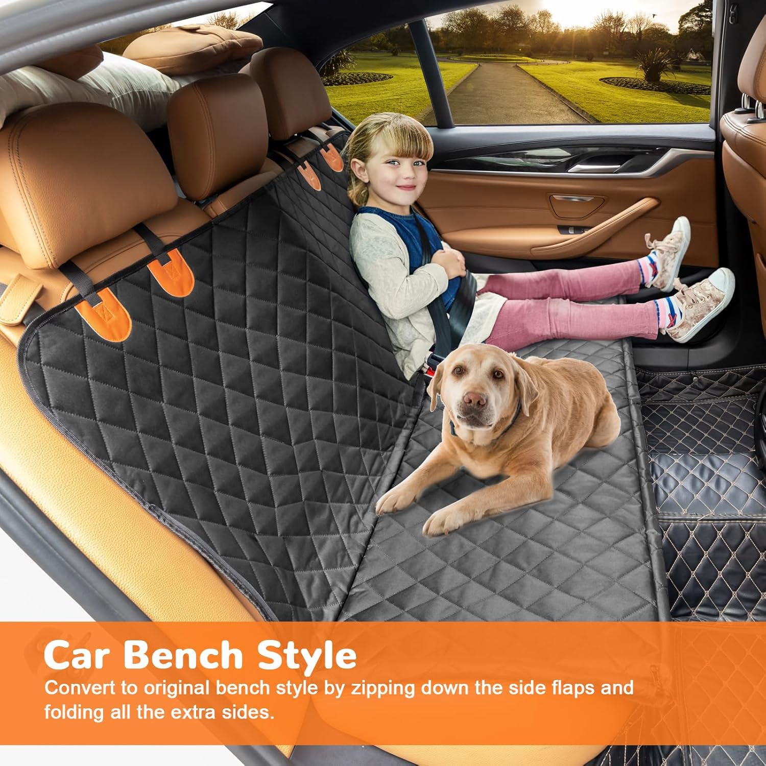URPOWER Dog Car Seat Cover for Pets 100% Waterproof Seat Cover Hammock 600D Heavy Duty Scratch Proof Nonslip Durable Soft Back Seat Covers for Cars and SUVs