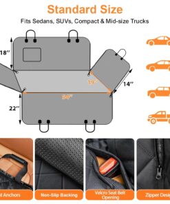 URPOWER Dog Car Seat Cover for Pets 100% Waterproof Seat Cover Hammock 600D Heavy Duty Scratch Proof Nonslip Durable Soft Back Seat Covers for Cars and SUVs
