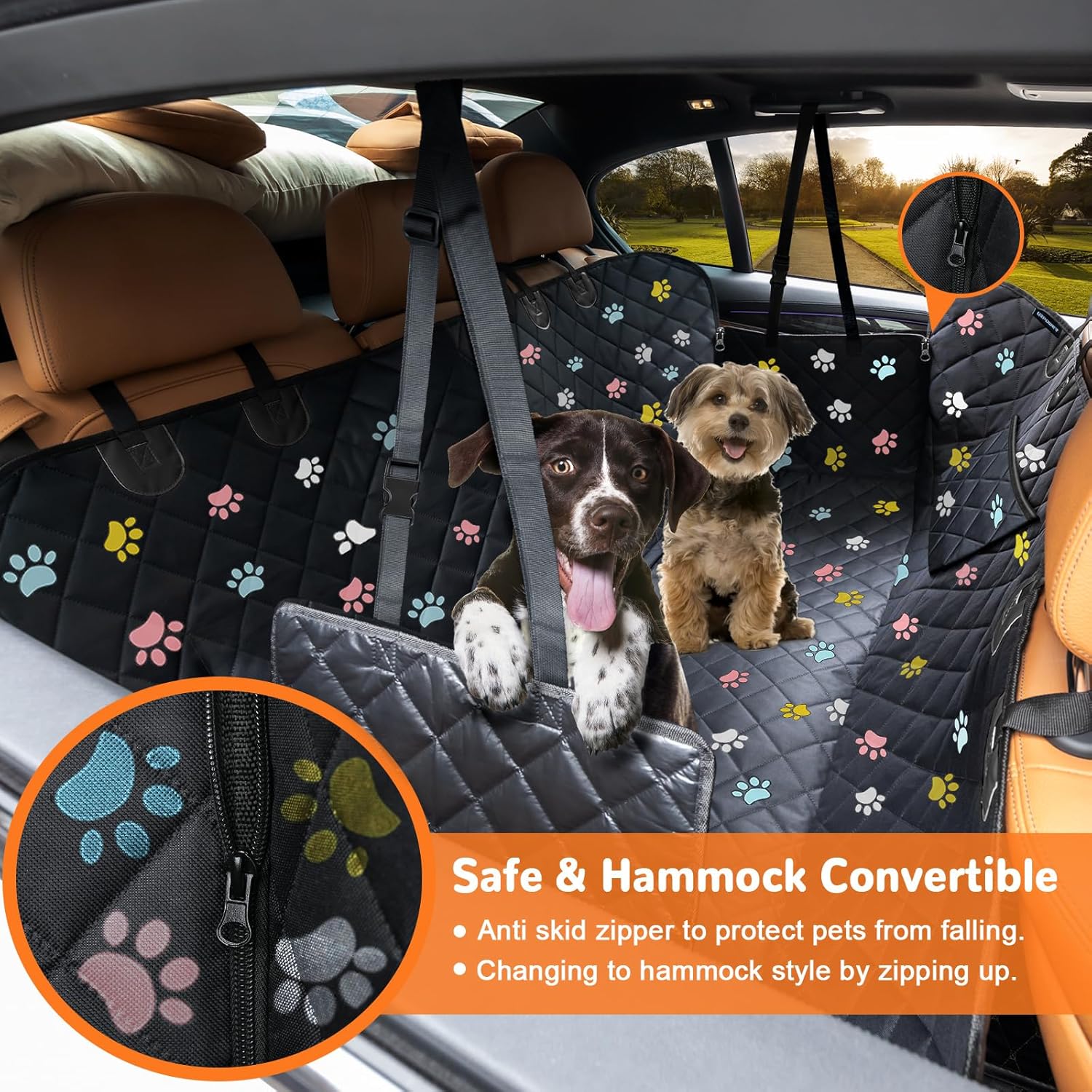 URPOWER Dog Car Seat Cover for Pets 100% Waterproof Seat Cover Hammock 600D Heavy Duty Scratch Proof Nonslip Durable Soft Back Seat Covers for Cars Trucks and SUVs