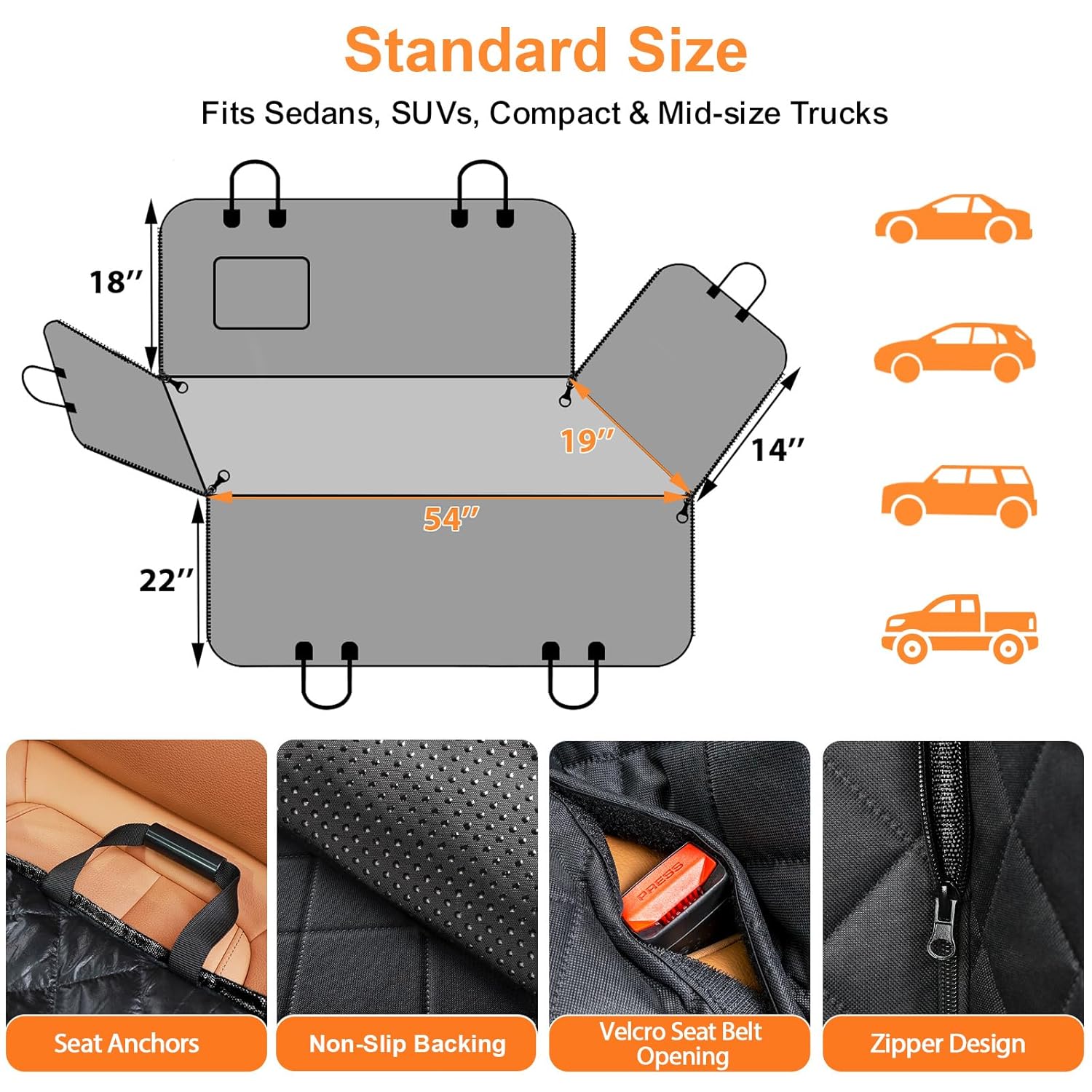 URPOWER Dog Car Seat Cover for Pets 100% Waterproof Seat Cover Hammock 600D Heavy Duty Scratch Proof Nonslip Durable Soft Back Seat Covers for Cars Trucks and SUVs