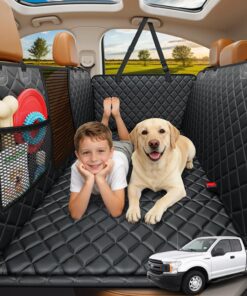 URPOWER Large Dog Backseat Extender for Extended Cab Trucks - Hard Bottom PU Leather Dog Car Seat Cover for Back Seat, Waterproof Dog Hammock Pet Rear Seat Protector Holds...