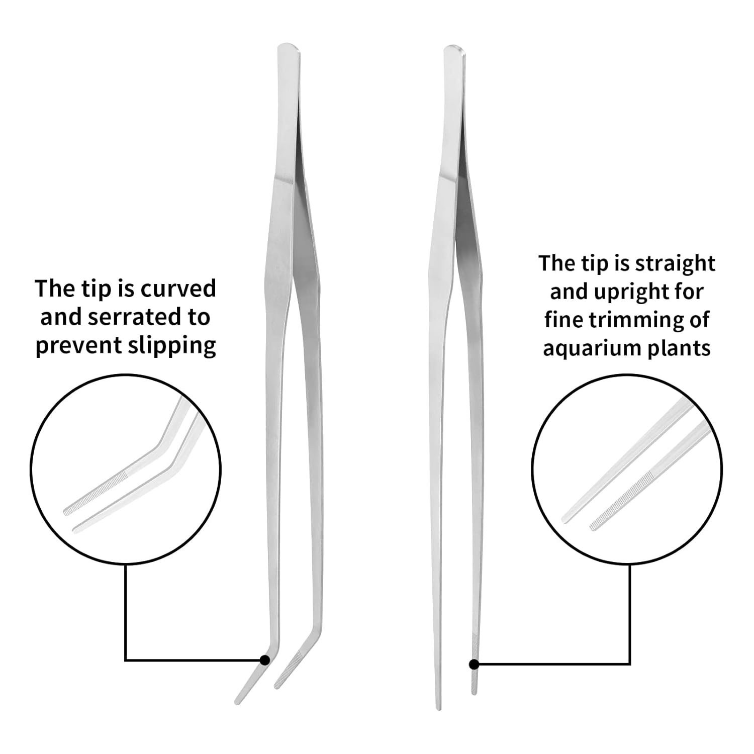 Vaincre 2PCS Long Tweezers, 15 inch Curved Aquascaping Tools, Stainless Steel Feeding Tongs Aquascape Tools, Aquarium Tweezers for Aquarium Reptile, Plant, Snakes, Lizards,...