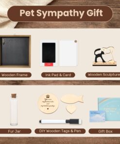 VavoPaw Cat Memorial Gifts for Loss of Cat, Pet Memorial Gifts for Cats, 8.6'' Shadow Box with Wooden Sculptures, Fur Jar, Sympathy Gift for Tabletop Display & Wall Hanging