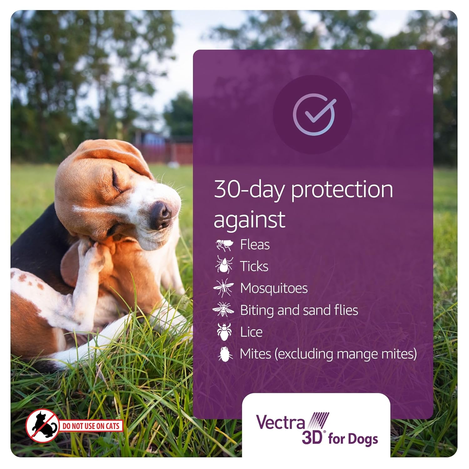 Vectra 3D Flea and Tick Prevention for Dogs, Kills and Repels Fleas, Ticks & Mosquitoes | Fast‑Acting, Waterproof, No Prescription Needed | Small Dogs 11-20 lbs, 3‑Month Supply
