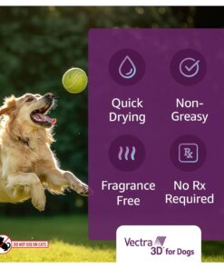 Vectra 3D Flea and Tick Prevention for Dogs, Kills and Repels Fleas, Ticks & Mosquitoes | Fast‑Acting, Waterproof, No Prescription Needed | Small Dogs 11-20 lbs, 3‑Month Supply
