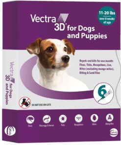 Vectra 3D Flea and Tick Prevention for Dogs, Kills and Repels Fleas, Ticks & Mosquitoes | Fast‑Acting, Waterproof, No Prescription Needed | Small Dogs 11-20 lbs, 3‑Month Supply