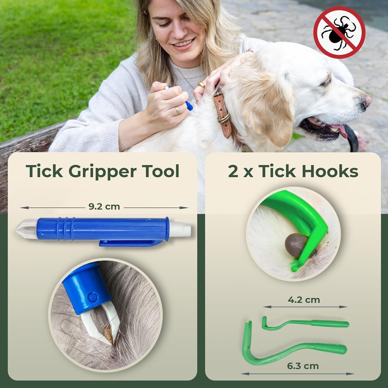 VENOMKILLER 6-in-1 Tick Remover Kit – Tick Removal Tool Set with Stainless Steel Tweezers, Tick Card, Hooks & Leather Case – Tick Remover for Dogs, Cats & Humans