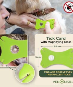 VENOMKILLER 6-in-1 Tick Remover Kit – Tick Removal Tool Set with Stainless Steel Tweezers, Tick Card, Hooks & Leather Case – Tick Remover for Dogs, Cats & Humans