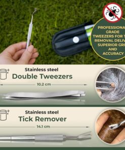 VENOMKILLER 6-in-1 Tick Remover Kit – Tick Removal Tool Set with Stainless Steel Tweezers, Tick Card, Hooks & Leather Case – Tick Remover for Dogs, Cats & Humans