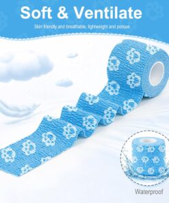 Vet Wrap Cohesive Bandages, Self-Adhesive Bandage Wrap, Breathable Non-Woven Self Adherent Tape for Pet Dog Leg Paw Wound, Horse, Cat, First Aid & Ankle Sprain, 2 Inch (6 Rolls)