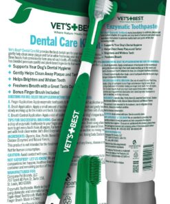 Vet's Best Dog Toothpaste & Dog Toothbrush, Dental Kit, Plaque Remover for Teeth, Whitens Teeth, Freshens Canine Breath, Veterinarian Formula, Finger Toothbrush Included