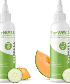 VetWELL Ear Cleaner for Dogs and Cats - Otic Rinse for Infections and Controlling Ear Infections and Odor in Pets - 8 oz (Cucumber Melon)