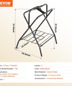 VEVOR Folding Saddle Rack, Freestanding Horse Saddle Stand, Portable Horse Blanket Holder, Heavy Duty Steel Saddle Rack for English & Western Saddles, Tack Storage, 28 x 19 x...