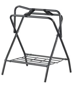 VEVOR Folding Saddle Rack, Freestanding Horse Saddle Stand, Portable Horse Blanket Holder, Heavy Duty Steel Saddle Rack for English & Western Saddles, Tack Storage, 28 x 19 x...