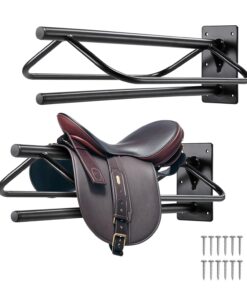 VEVOR Folding Saddle Rack, Freestanding Horse Saddle Stand, Portable Horse Blanket Holder, Heavy Duty Steel Saddle Rack for English & Western Saddles, Tack Storage, 28 x 19 x...