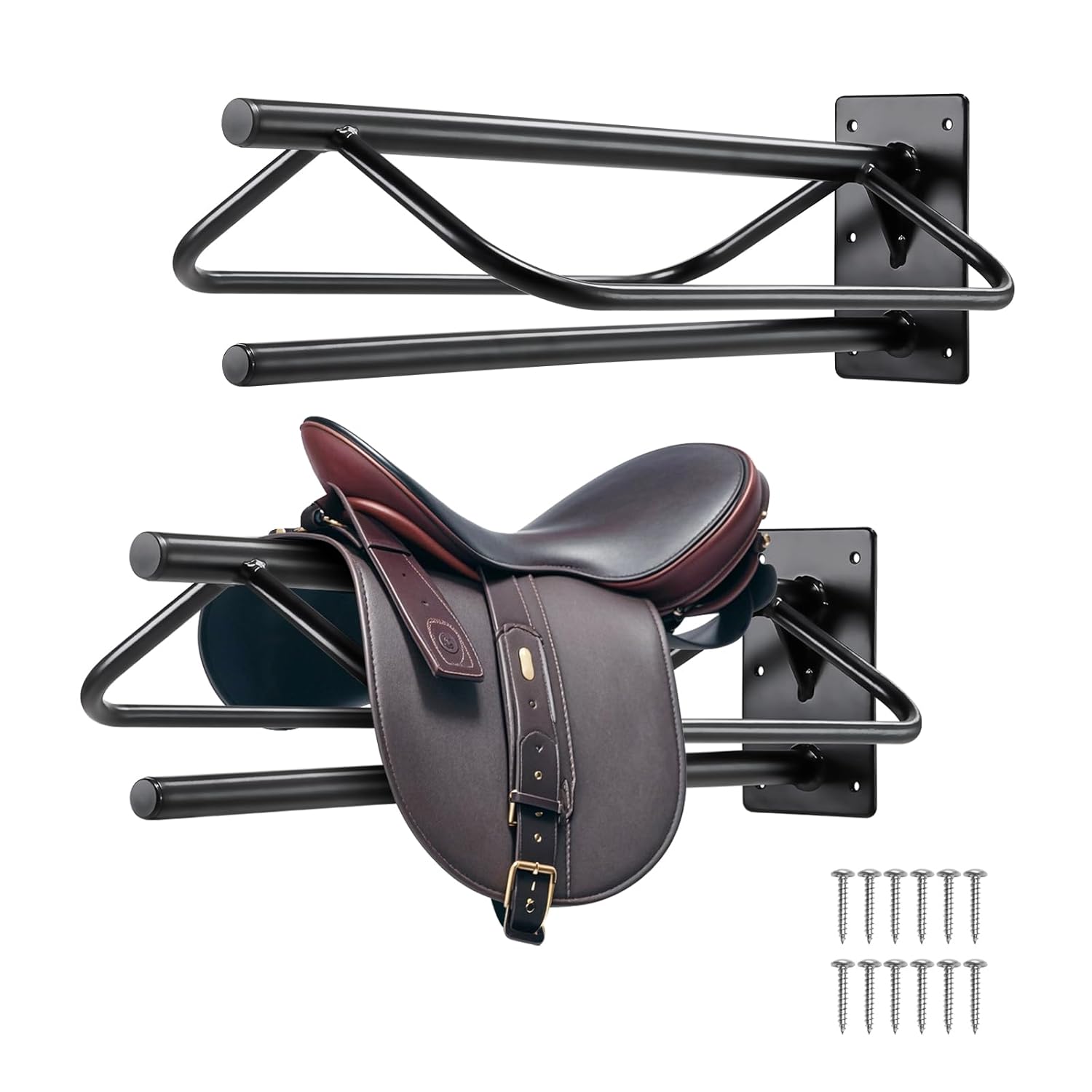 VEVOR Folding Saddle Rack, Freestanding Horse Saddle Stand, Portable Horse Blanket Holder, Heavy Duty Steel Saddle Rack for English & Western Saddles, Tack Storage, 28 x 19 x...