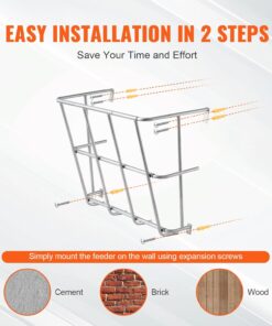 VEVOR Livestock Feeder, 18.5 Gallons Large Capacity, Heavy-Duty Steel Goat Hay Rack, 24.4