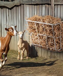 VEVOR Livestock Feeder, 18.5 Gallons Large Capacity, Heavy-Duty Steel Goat Hay Rack, 24.4