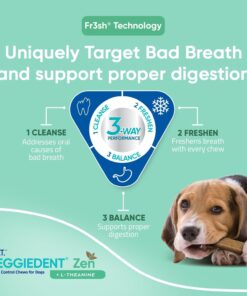 Virbac C.E.T.® VEGGIEDENT® Zen Tartar Control Chews for Dogs - Multifunctional to Support Mental Well-Being, VOHC Approved - Extra Small Under 11lbs