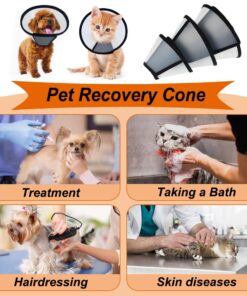 Vivifying Cat Cone Collar– 3 Sizes Lightweight Soft Edge Recovery Cone for Cats, Adjustable Plastic Elizabethan Anti-Lick E-Collar for Post-Surgery Protection (Small)