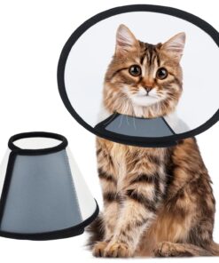 Vivifying Cat Cone Collar– 3 Sizes Lightweight Soft Edge Recovery Cone for Cats, Adjustable Plastic Elizabethan Anti-Lick E-Collar for Post-Surgery Protection (Small)