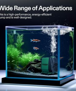 VIVOSUN 800GPH Submersible Pump(3000L/H, 24W), Ultra Quiet Water Fountain Pump with 10ft. High Lift with 6.5ft. Power Cord, 3 Nozzles for Fish Tank, Pond, Aquarium, Statuary,...