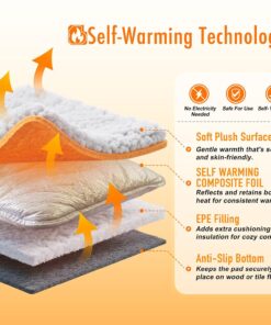 WanpeeGoo Self Warming Cat Bed, Heated Cat Bed, 2.0 Upgraded Thermal Foil Heating Pad, Plush Self-Heating Pet Mat for Crate, Floor, with Removable Washable Cover, Non-Slip, 15