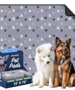 WanpeeGoo Washable Pee Pads for Dogs, 4 Pack Absorbent Reusable Training Dog Pads Pet Puppy Pads, Non-Slip Potty Pads for Whelping, Playpen, Crate, Bed, Grey 18