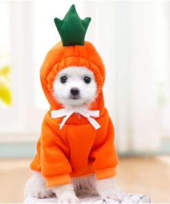 Warm Dog Winter Clothes Cute Fruit Dog Coat Hoodies Fleece Pet Dogs Costume Jacket for French Bulldog Chihuahua Ropa para Perro(Orange,S)