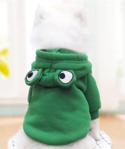 Warm Dog Winter Clothes Cute Fruit Dog Coat Hoodies Fleece Pet Dogs Costume Jacket for French Bulldog Chihuahua Ropa para Perro(Green,XS)