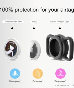Waterproof Dog Collar Holder, Silicone & ABS Holder for Dog & Cat Collars, Ultra-Durable, Lightweight and Protective Case (Black&Black-1, Regular)