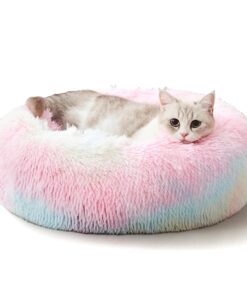 WESTERN HOME WH Calming Dog & Cat Bed, Anti-Anxiety Donut Cuddler Warming Cozy Soft Round Bed, Fluffy Faux Fur Plush Cushion Bed for Small Medium Dogs and Cats (20