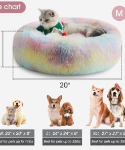 WESTERN HOME WH Calming Dog & Cat Bed, Anti-Anxiety Donut Cuddler Warming Cozy Soft Round Bed, Fluffy Faux Fur Plush Cushion Bed for Small Medium Dogs and Cats (20