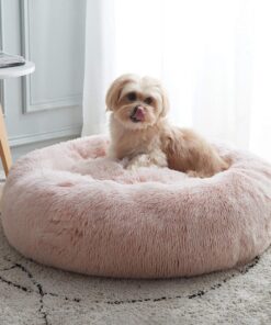 WESTERN HOME WH Calming Dog & Cat Bed, Anti-Anxiety Donut Cuddler Warming Cozy Soft Round Bed, Fluffy Faux Fur Plush Cushion Bed for Small Medium Dogs and Cats (20